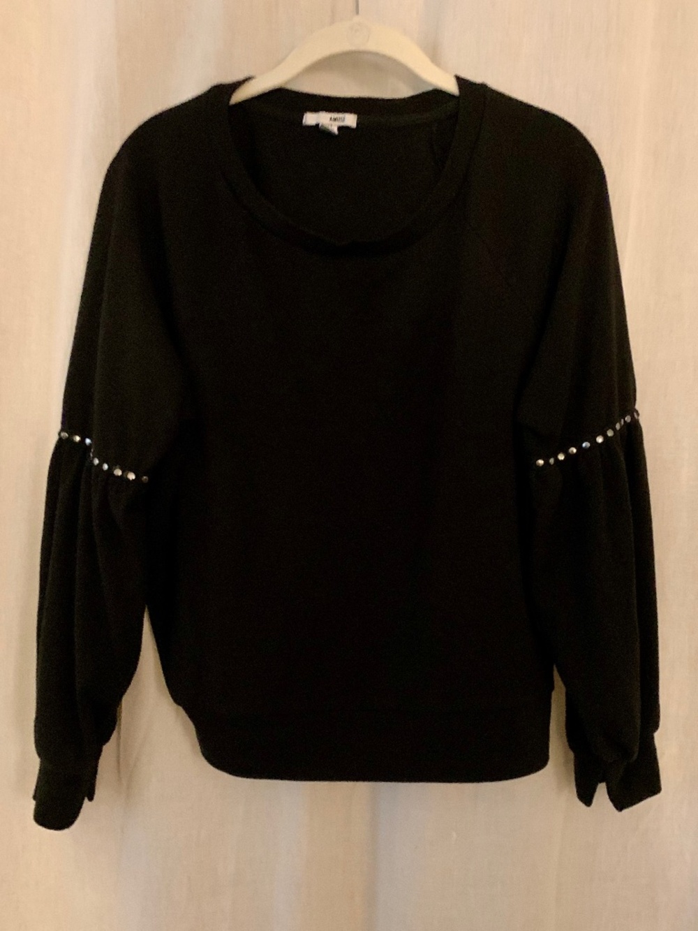 Amuse Society Black Studded Cutout Balloon Sleeve Top Small